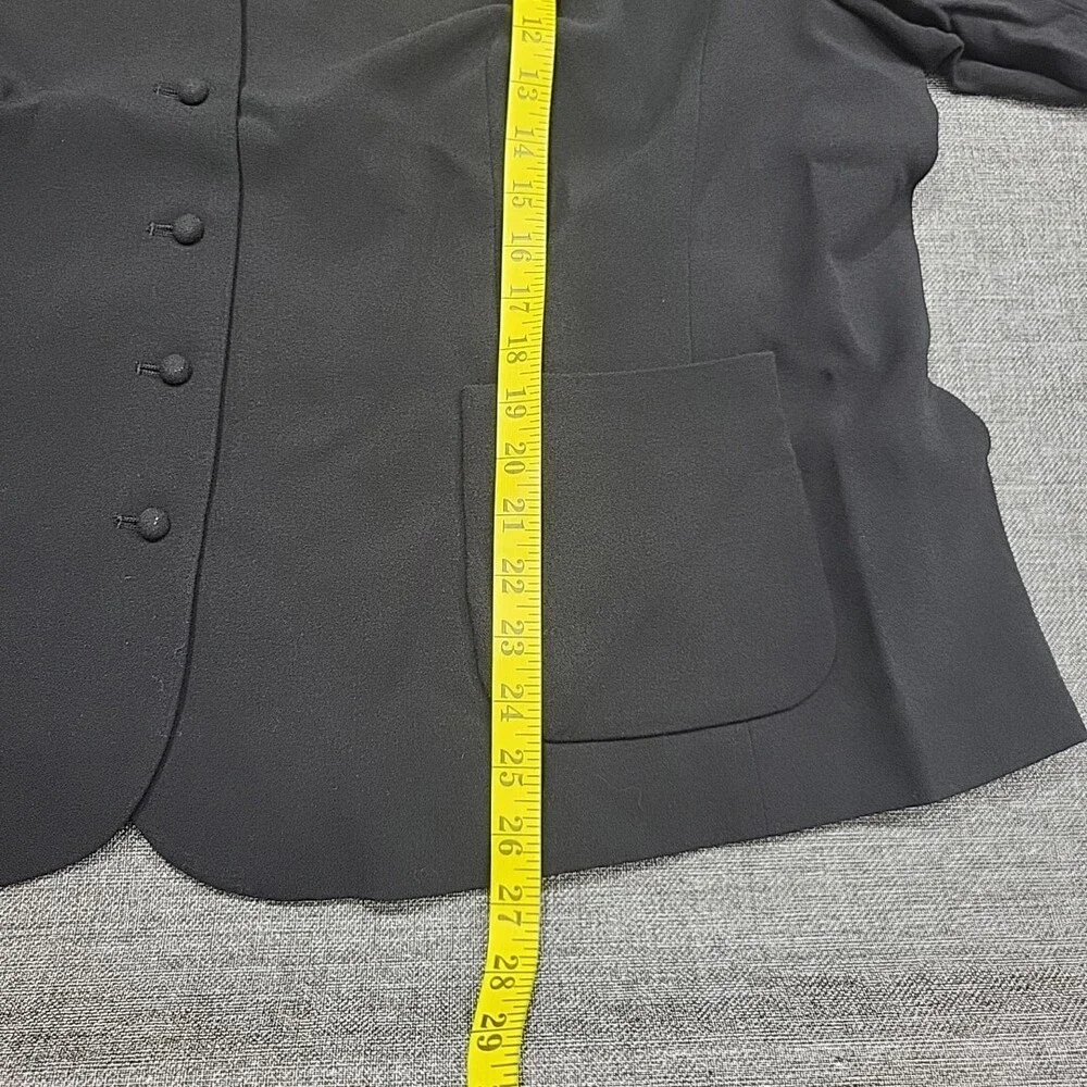 Dialogue Womens Crepe Button Jacket w Pockets Petite 28WP Plus Size 3X Black